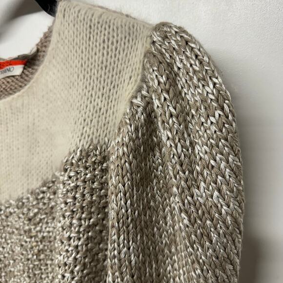 Castel Vetrano Angora Rabbit Hair Vintage Mixed Media Puff Sleeve Sweater S/M - Picture 4 of 10